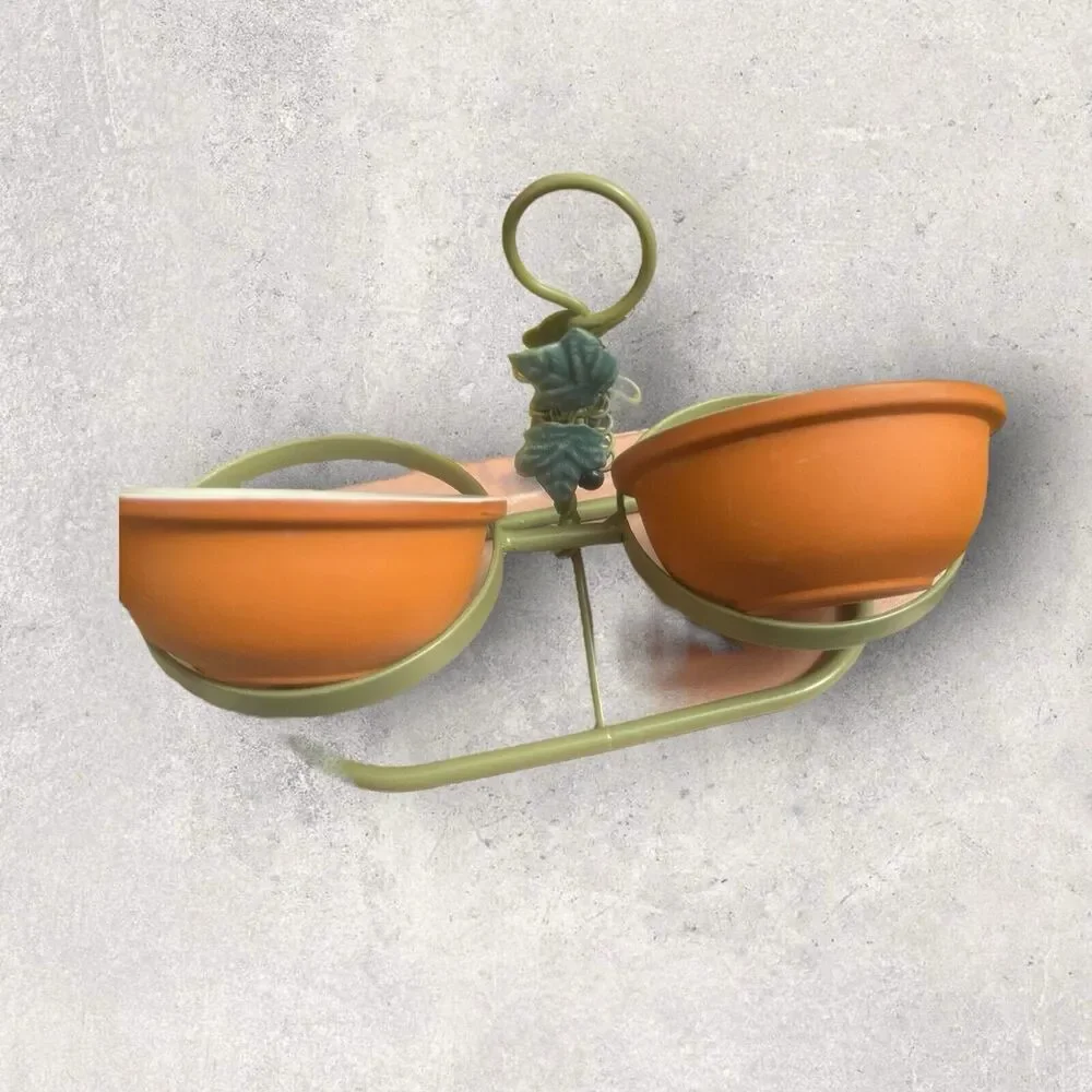 Condiment/Dip Terracotta Bowl Set With Stand